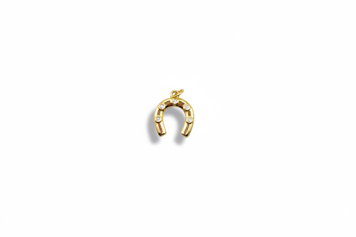 Gold & Diamond Horseshoe Charm