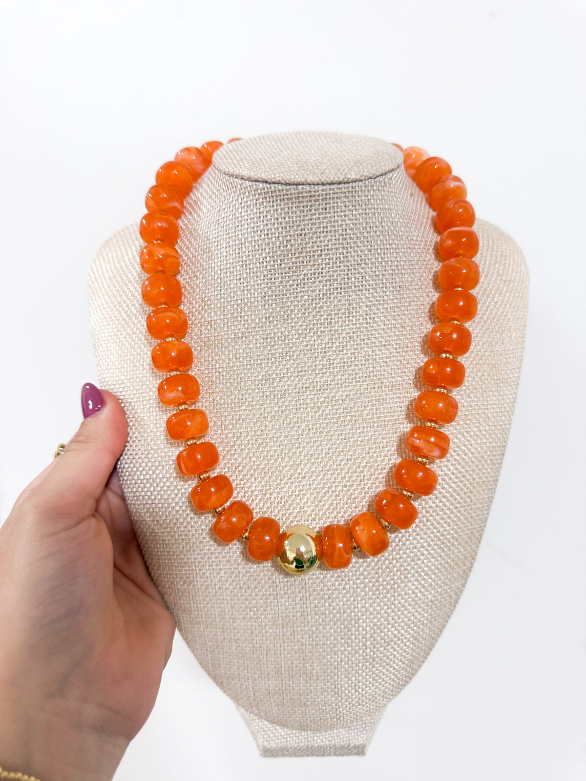 The Orange and Gold Beaded Necklace