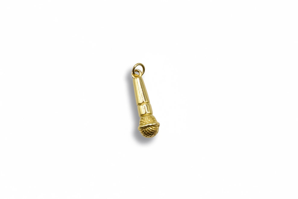 Gold Microphone Charm