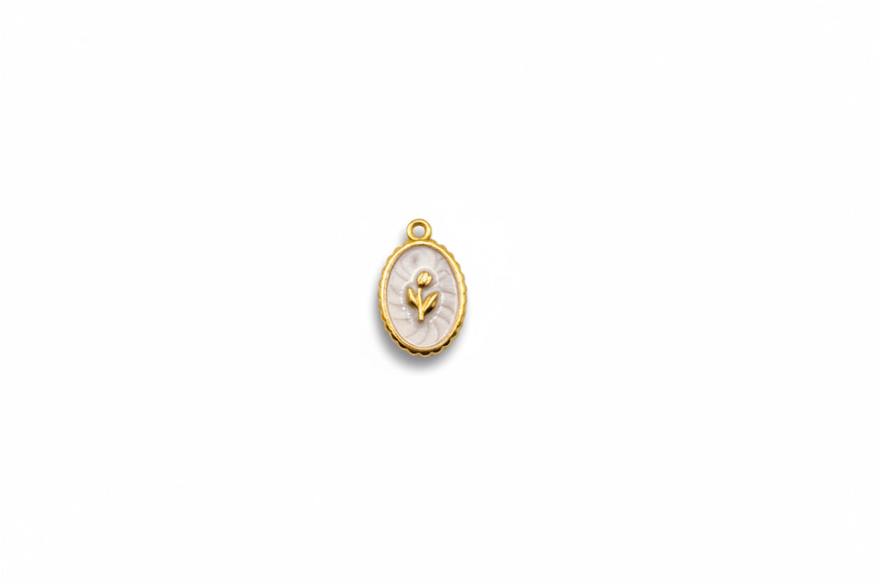 Oval Pearl Flower Charm