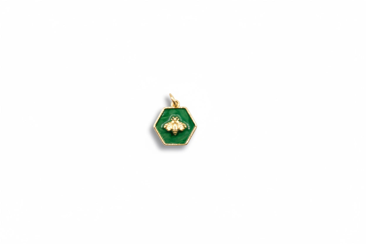 Green and Gold Bee Charm