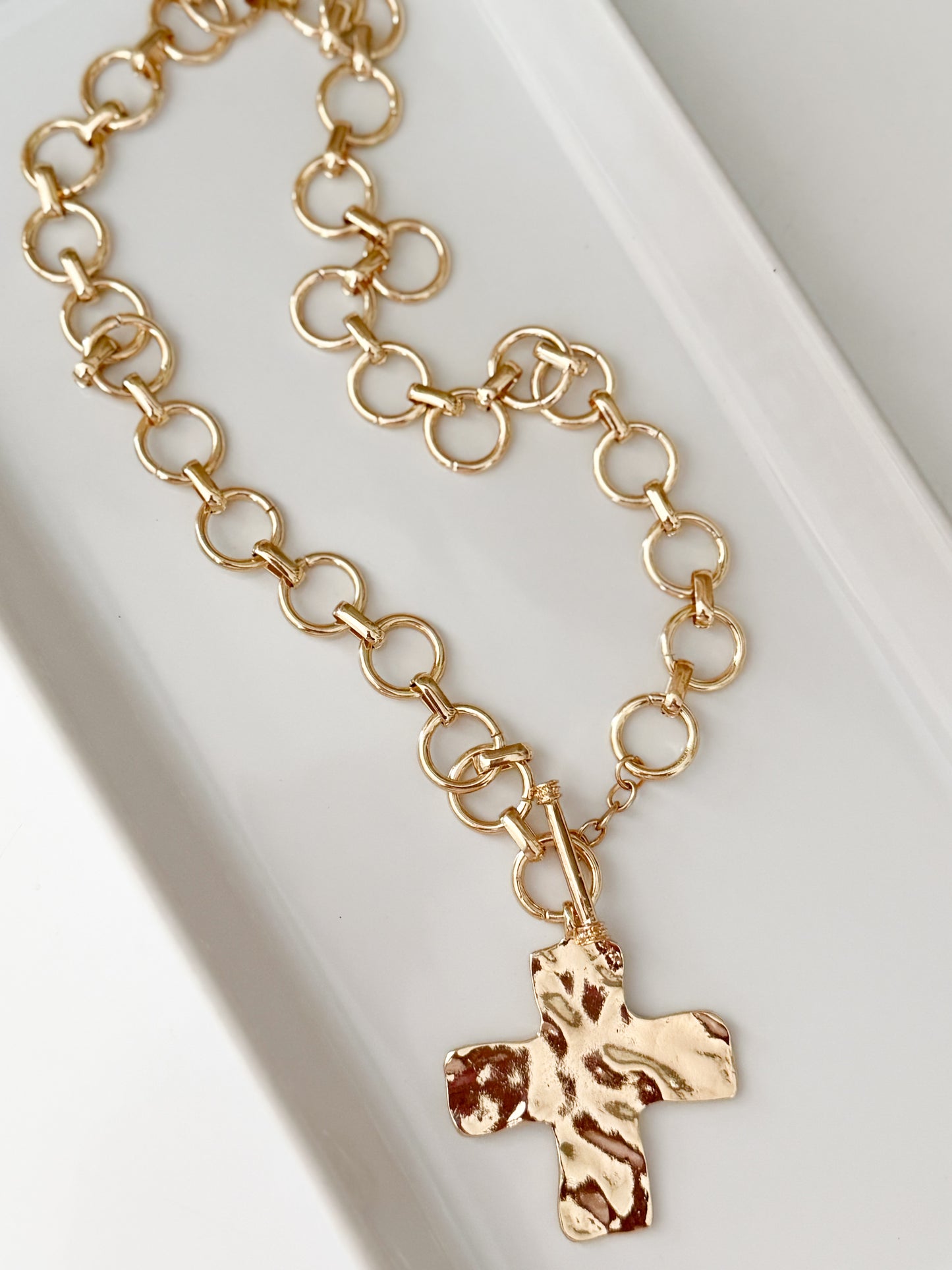 Hammered Cross Necklace