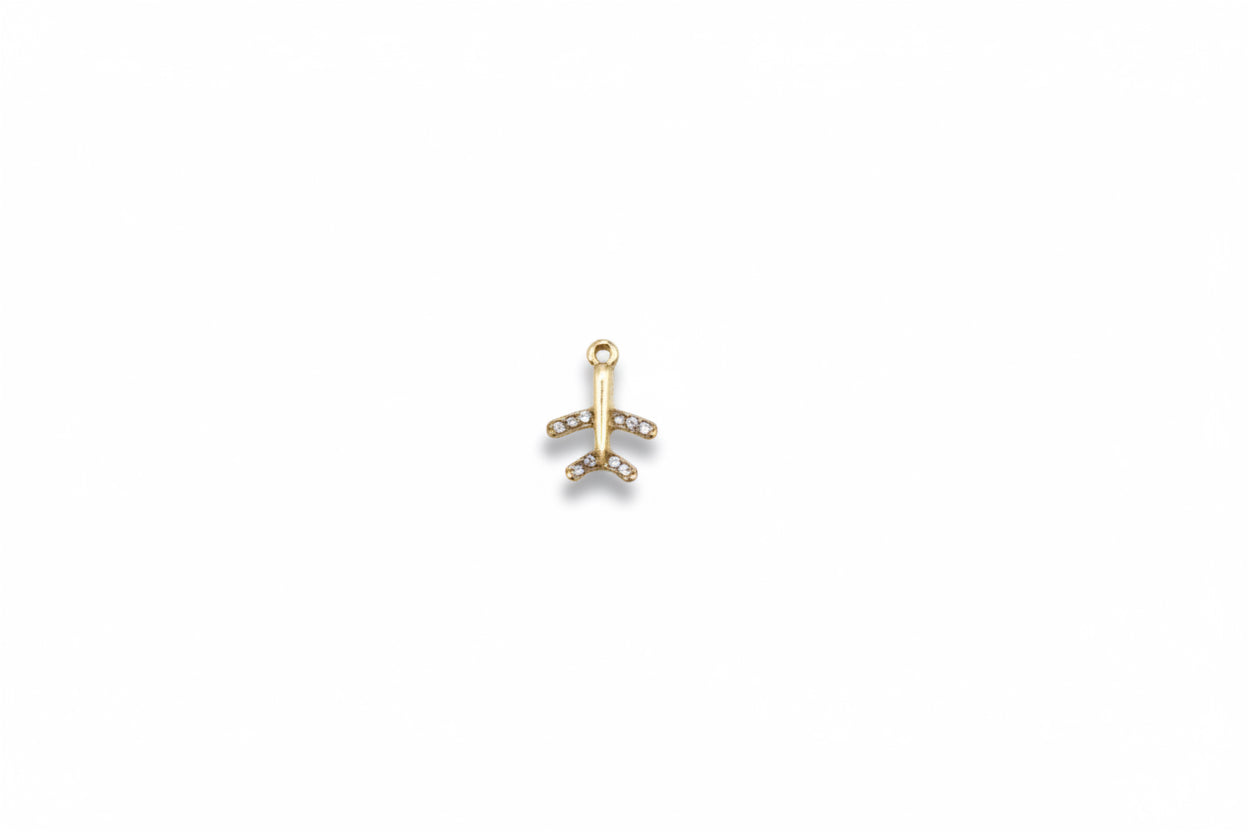 Gold & Diamond Airplane Charm
