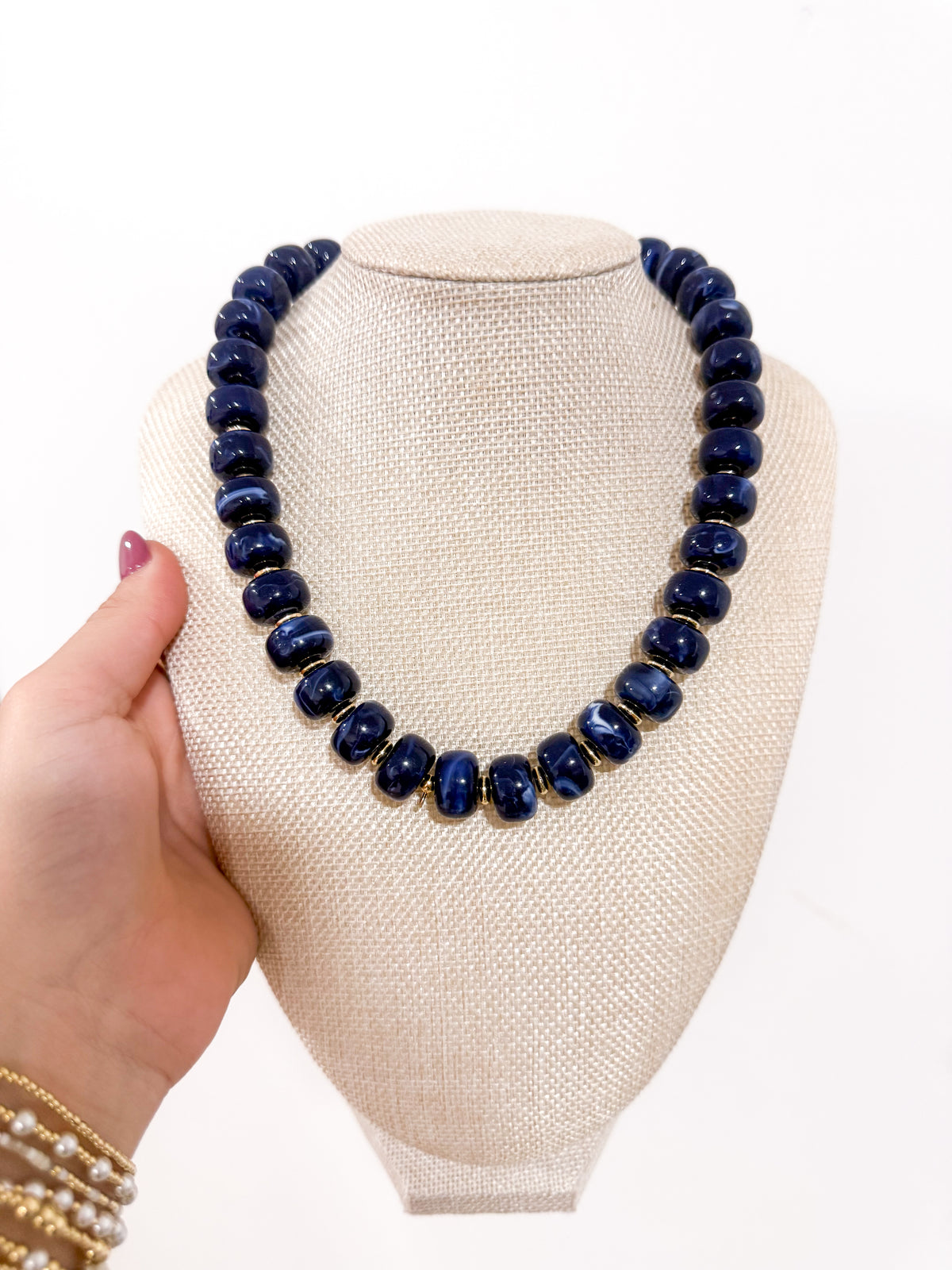 The Navy Beaded Necklace