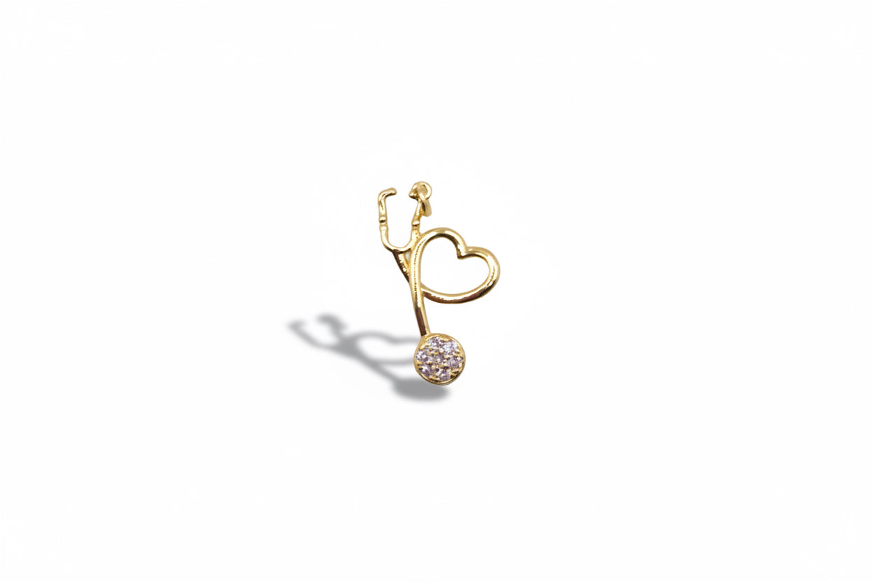 Gold & Diamond Stethoscope Charm