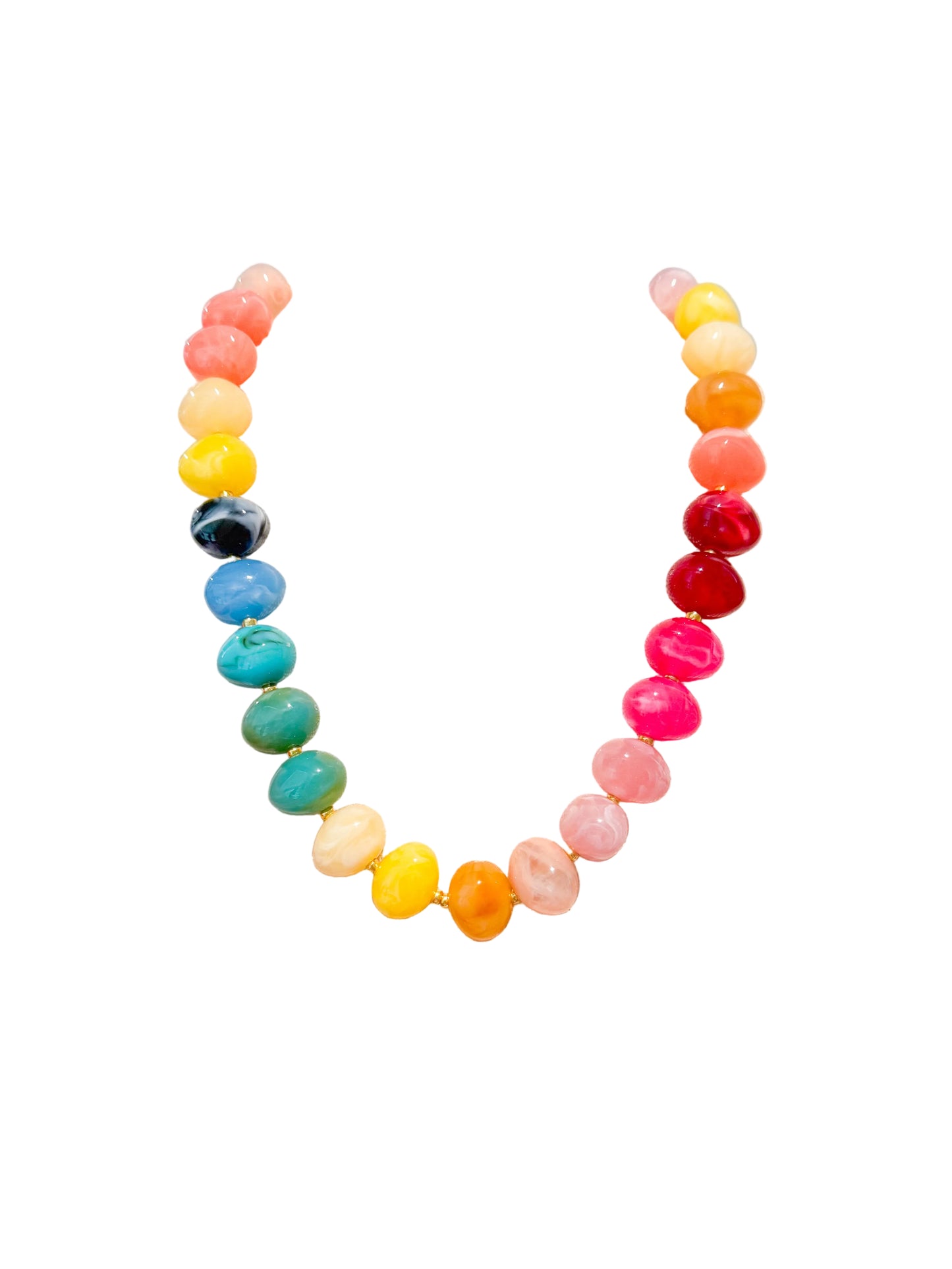 Colorful Chunky Oval Beaded Necklace
