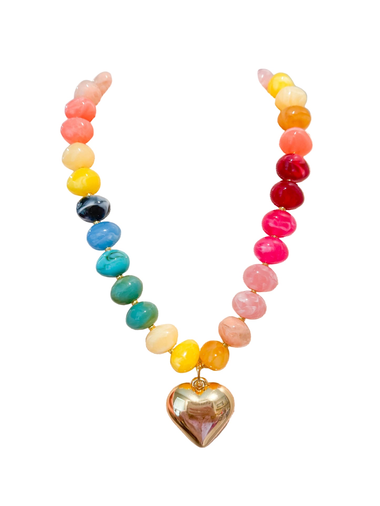 Colorful Chunky Oval Beaded Necklace