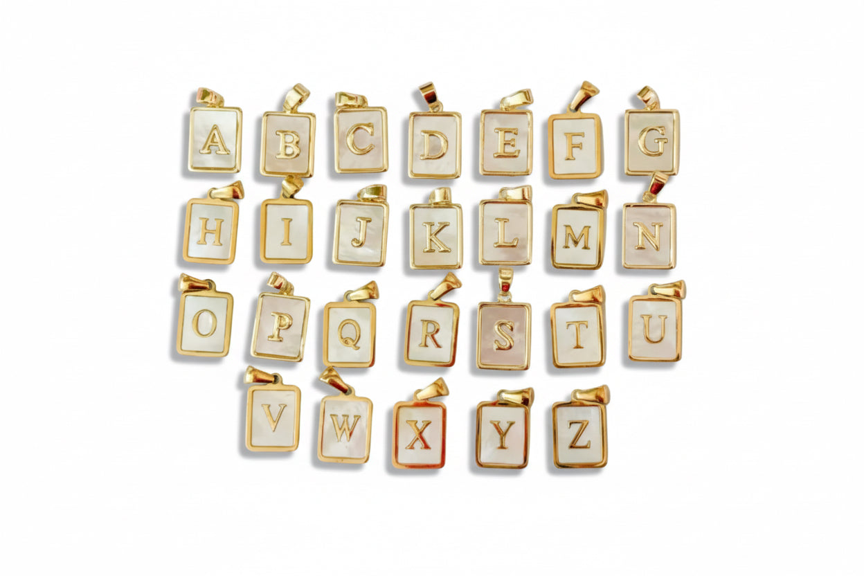 Gold and Pearl Square Initials
