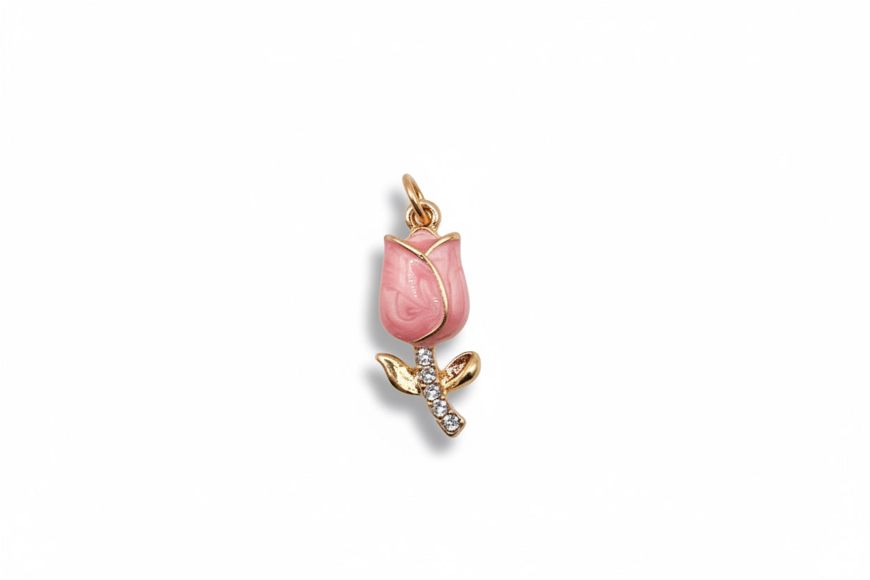 Pink and Diamond Rose Charm