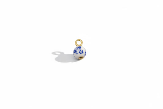 Blue and White Floral Circle Charm