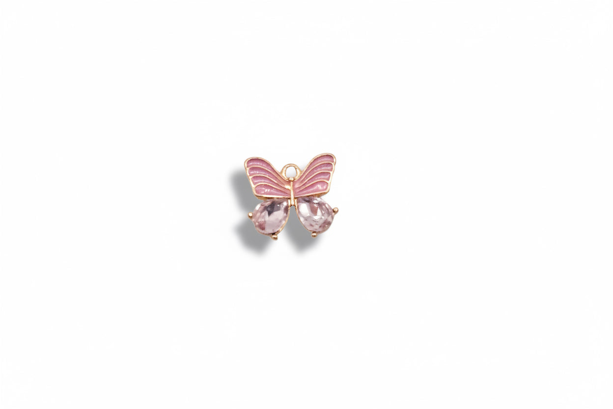 Diamond Pink Butterfly Charm