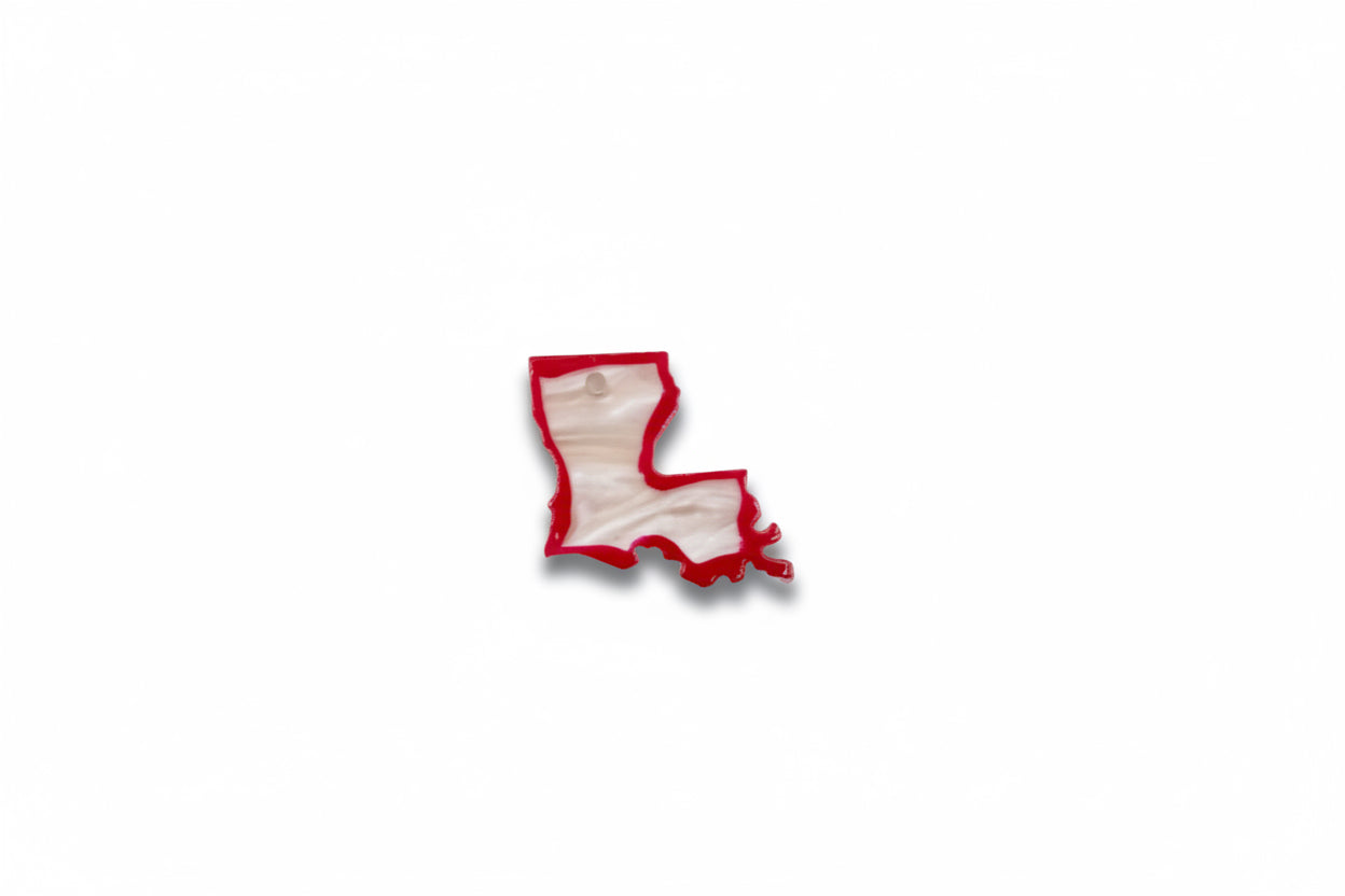 Red Outline Louisiana State Charm