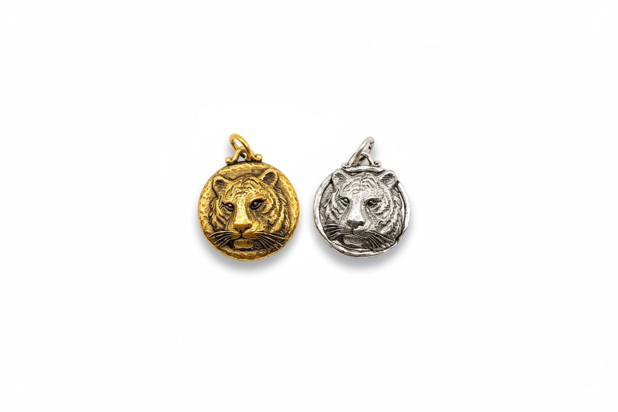 Rustic Tiger Face Charm