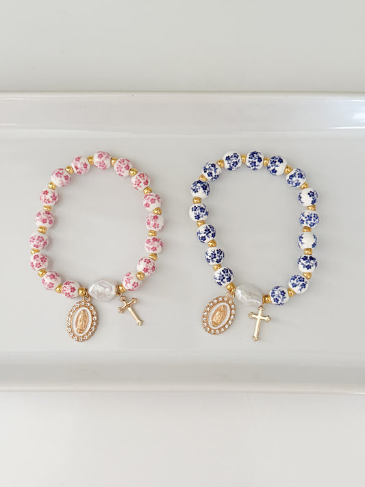 Floral Cross Bracelet
