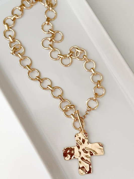 Hammered Cross Necklace