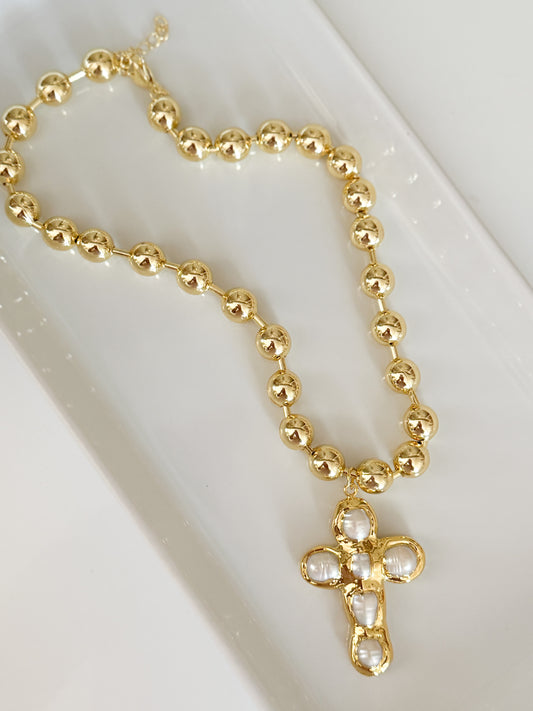 Cross & Pearl Necklace